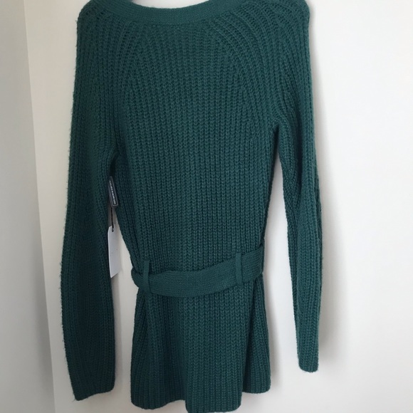 Leith Womens Green Belted Knit Button Sweater S - Picture 2 of 3